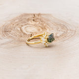 "AURAE" - EMERALD CUT MOSS AGATE ENGAGEMENT RING WITH DIAMOND ACCENTS-2