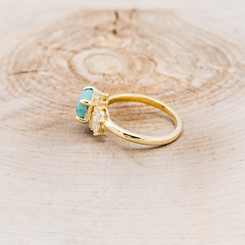 "AURAE" - EMERALD CUT TURQUOISE ENGAGEMENT RING WITH DIAMOND ACCENTS-9