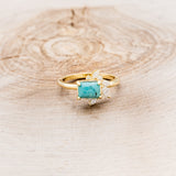 "AURAE" - EMERALD CUT TURQUOISE ENGAGEMENT RING WITH DIAMOND ACCENTS-10