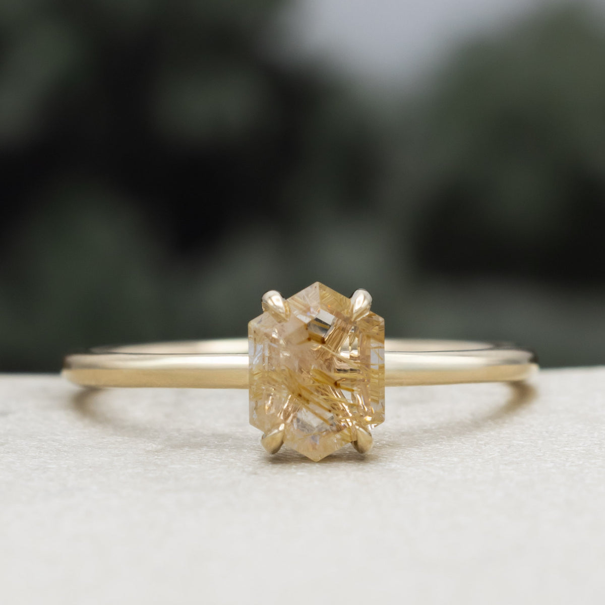 "Aurum" - Hexagon Cut Solitaire Engagement Ring-Staghead Designs