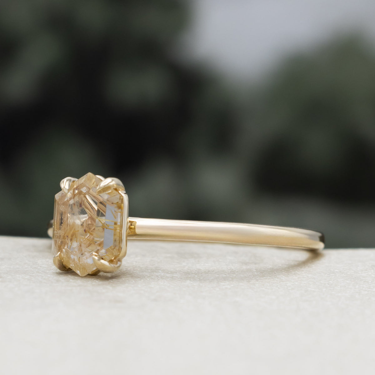"Aurum" - Hexagon Cut Solitaire Engagement Ring-Staghead Designs