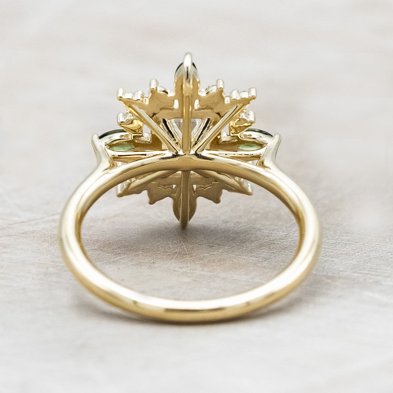 "AZALEA" - EMERALD CUT LAB-GROWN DIAMOND ENGAGEMENT RING WITH DIAMOND & TOURMALINE HALO-Staghead Designs