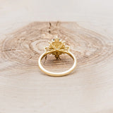 "AZALEA" - OVAL MOSS AGATE ENGAGEMENT RING WITH DIAMOND HALO - 14K YELLOW GOLD - SIZE 7-4