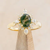 "AZALEA" - OVAL MOSS AGATE ENGAGEMENT RING WITH DIAMOND HALO-1