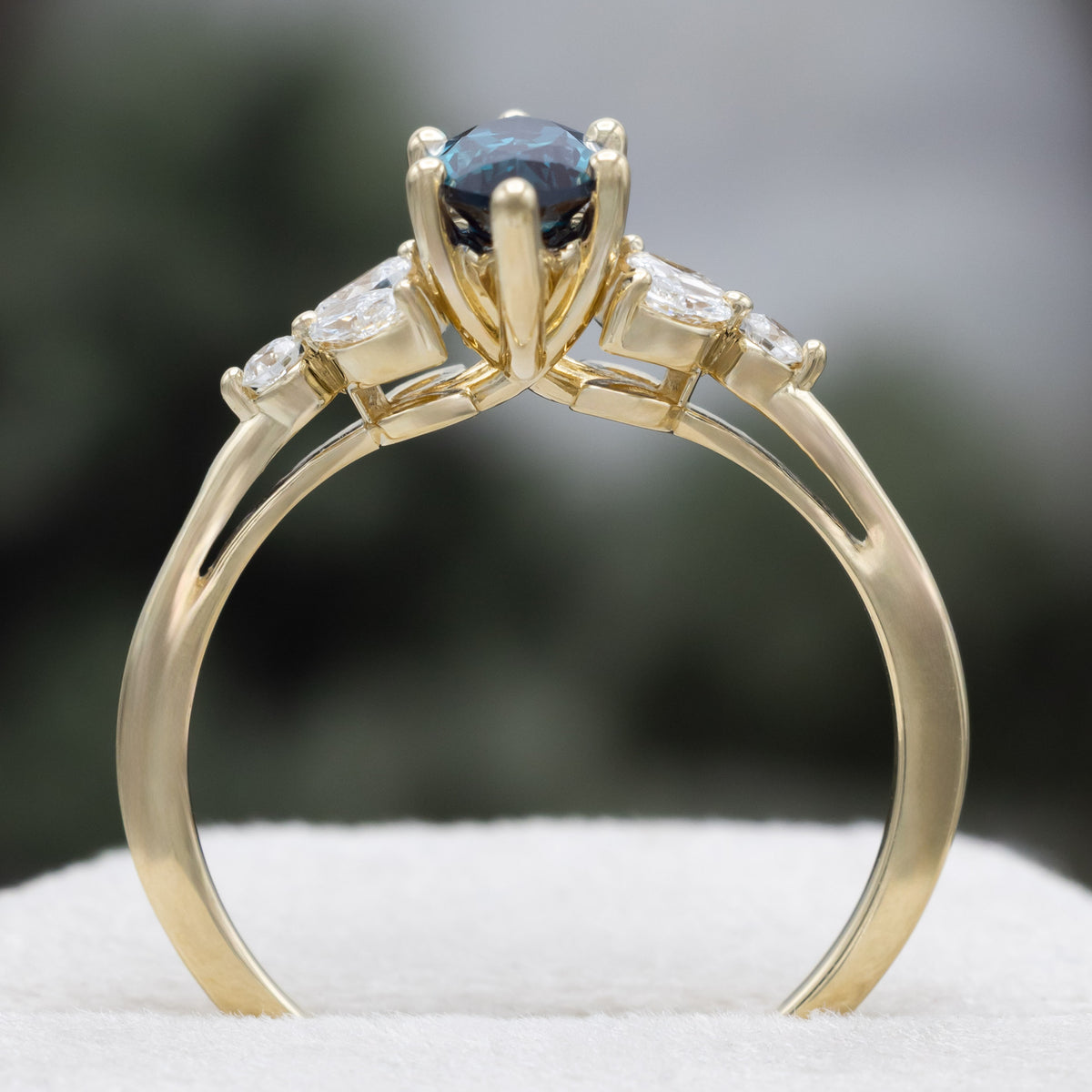 "Blossom" - Marquise Cut Lab-Grown Alexandrite Engagement Ring With Diamond Accents-Staghead Designs