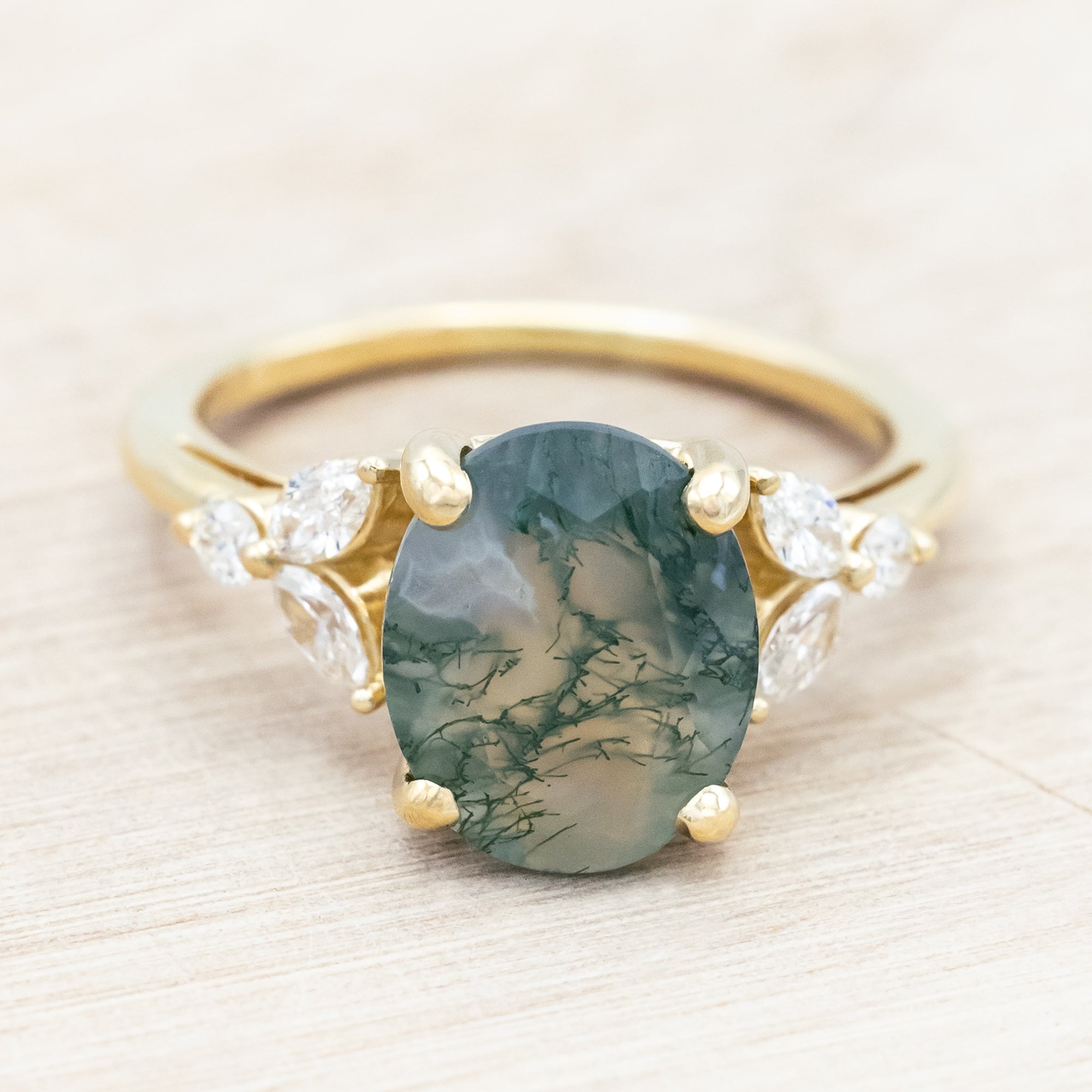 "BLOSSOM" - OVAL CUT ENGAGEMENT RING WITH DIAMOND ACCENTS-Staghead Designs