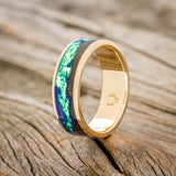 "BOREALIS" - MOUNTAIN ENGRAVED WEDDING RING WITH GLOW IN THE DARK NORTHERN LIGHTS-Staghead Designs