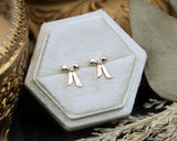 14K BOW EARRINGS WITH SEED PEARLS-Staghead Designs