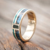 "BOWER" - PATINA COPPER, MALACHITE & MOSS AGATE WEDDING BAND