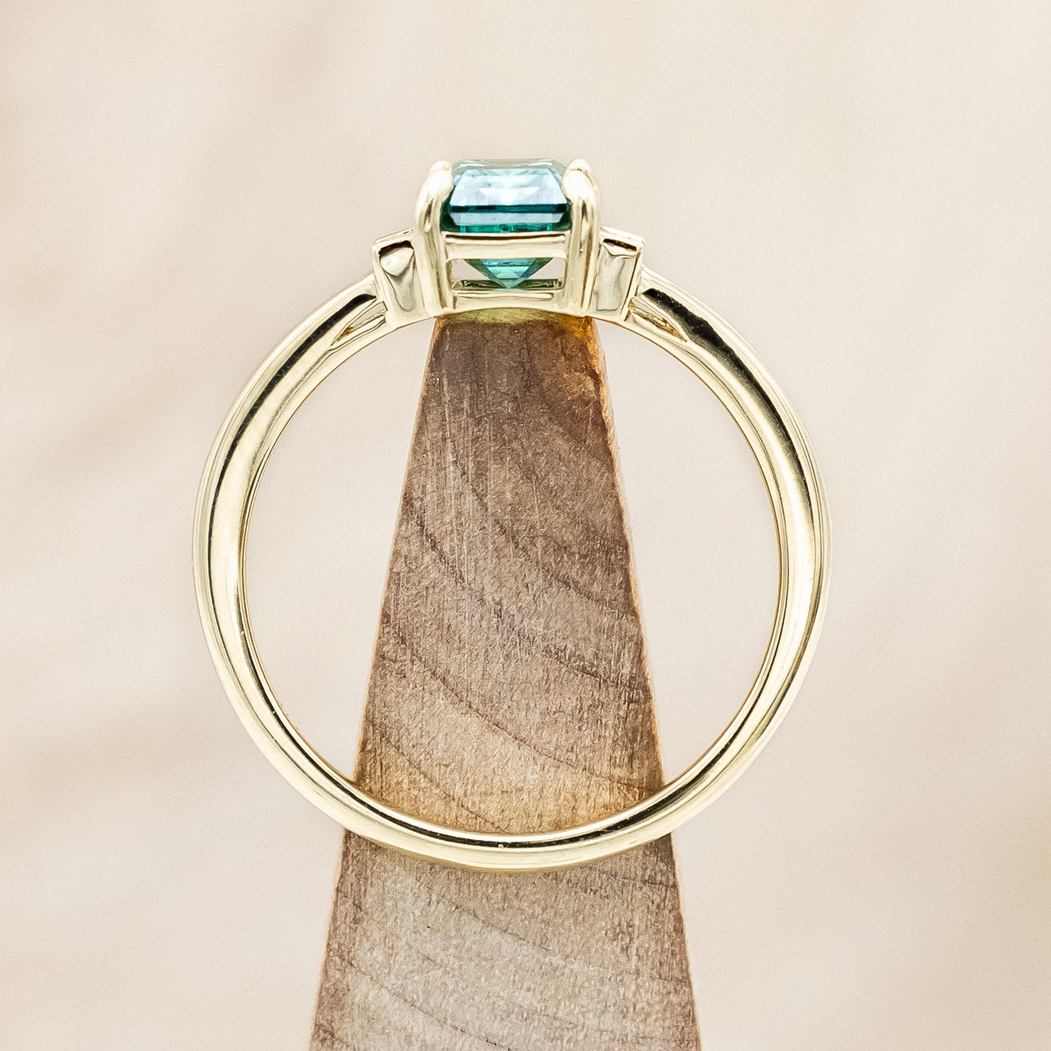 "CORELLA" - EMERALD CUT GREEN MOISSANITE ENGAGEMENT RING WITH DIAMOND ACCENTS-Staghead Designs