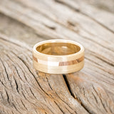 "VERTIGO" - 14K GOLD INLAY WEDDING BAND WITH A BRUSHED FINISH-6