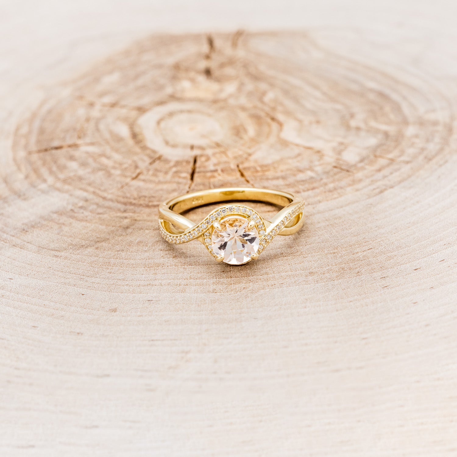 "CHARLOTTE" - ROUND CUT MORGANITE ENGAGEMENT RING WITH DIAMOND ACCENTS-16