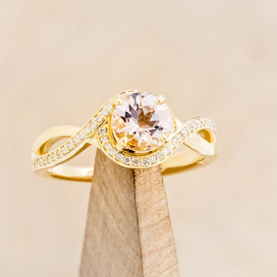 "CHARLOTTE" - ROUND CUT MORGANITE ENGAGEMENT RING WITH DIAMOND ACCENTS-13