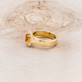 "CLEOPATRA" - OVAL CITRINE ENGAGEMENT RING WITH DIAMOND HALO IN A CIGAR STYLE BAND-3