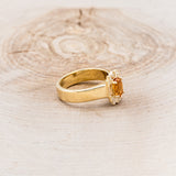 "CLEOPATRA" - OVAL CITRINE ENGAGEMENT RING WITH DIAMOND HALO IN A CIGAR STYLE BAND-2