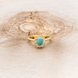 "CLEOPATRA" - OVAL TURQUOISE ENGAGEMENT RING WITH DIAMOND ACCENTS-15