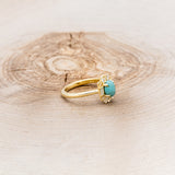 "CLEOPATRA" - OVAL TURQUOISE ENGAGEMENT RING WITH DIAMOND ACCENTS-13