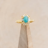 "CLEOPATRA" - OVAL TURQUOISE ENGAGEMENT RING WITH DIAMOND ACCENTS-12