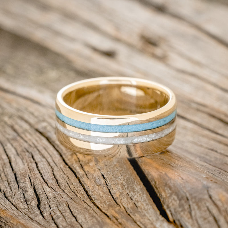 "COSMO" - DIAMOND DUST & TURQUOISE WEDDING BAND-12