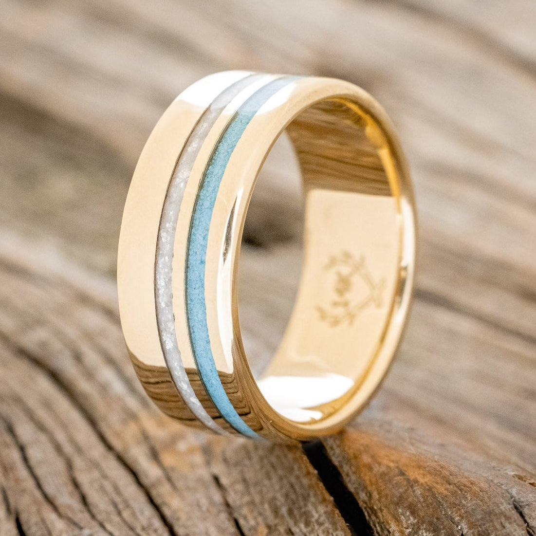 "COSMO" - DIAMOND DUST & TURQUOISE WEDDING BAND-10