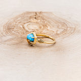 "CRAZY ON YOU" - HEXAGON SPINY OYSTER TURQUOISE ENGAGEMENT RING WITH DIAMOND HALO & FIRE AND ICE OPAL INLAYS-3