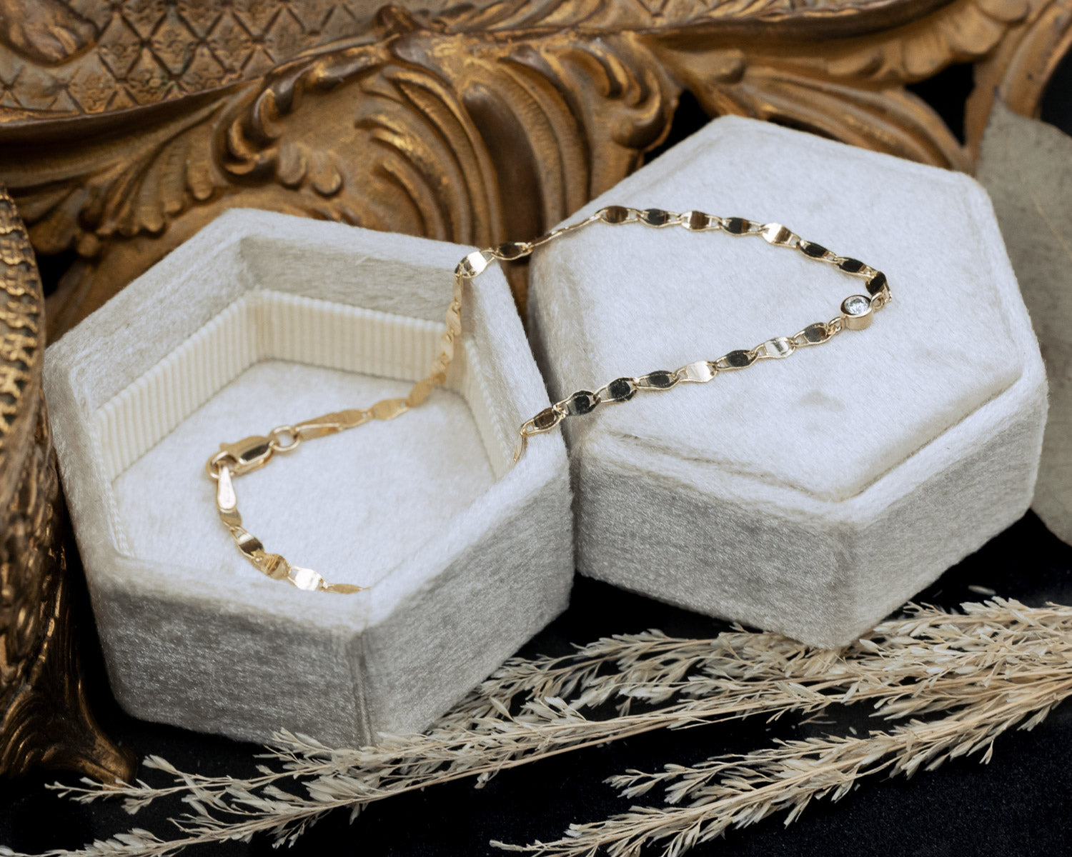 NATURAL DIAMOND BEZEL SET LINK BRACELET-Staghead Designs