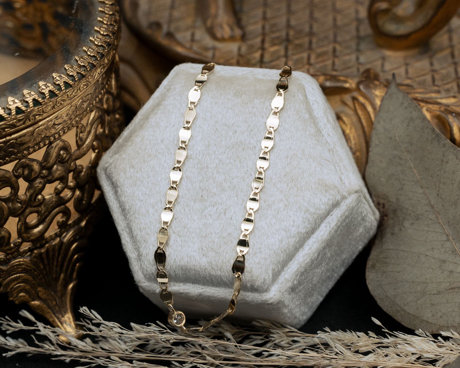 NATURAL DIAMOND BEZEL SET LINK BRACELET-Staghead Designs