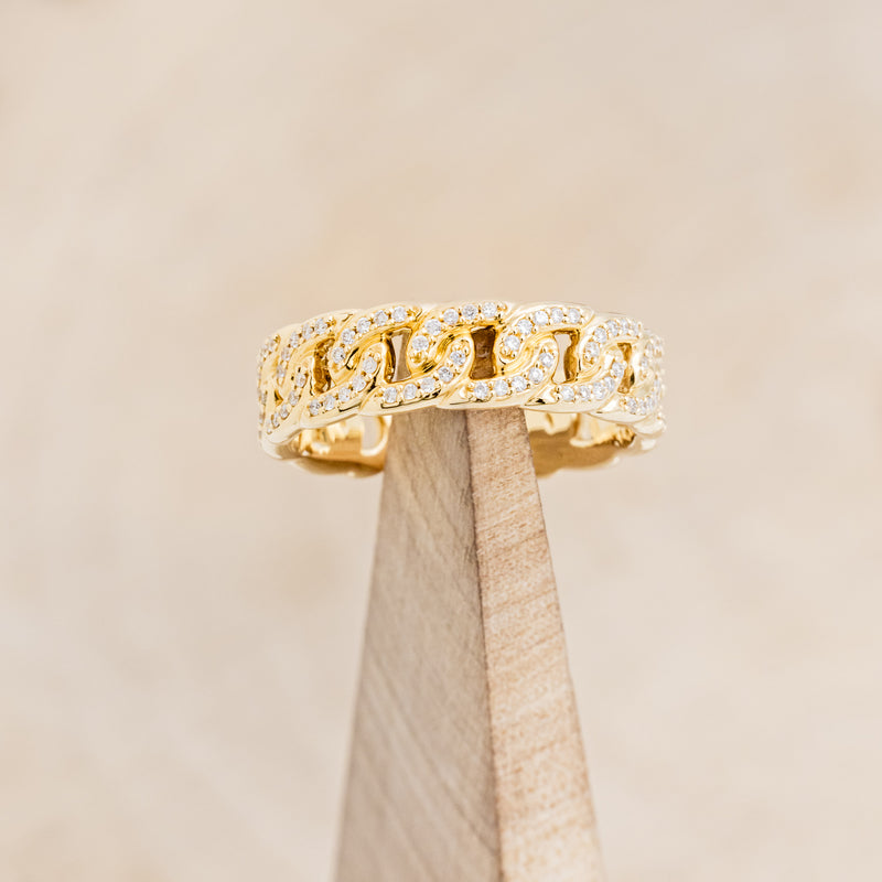 14K GOLD STACKABLE LINK RING WITH DIAMOND ACCENTS-1