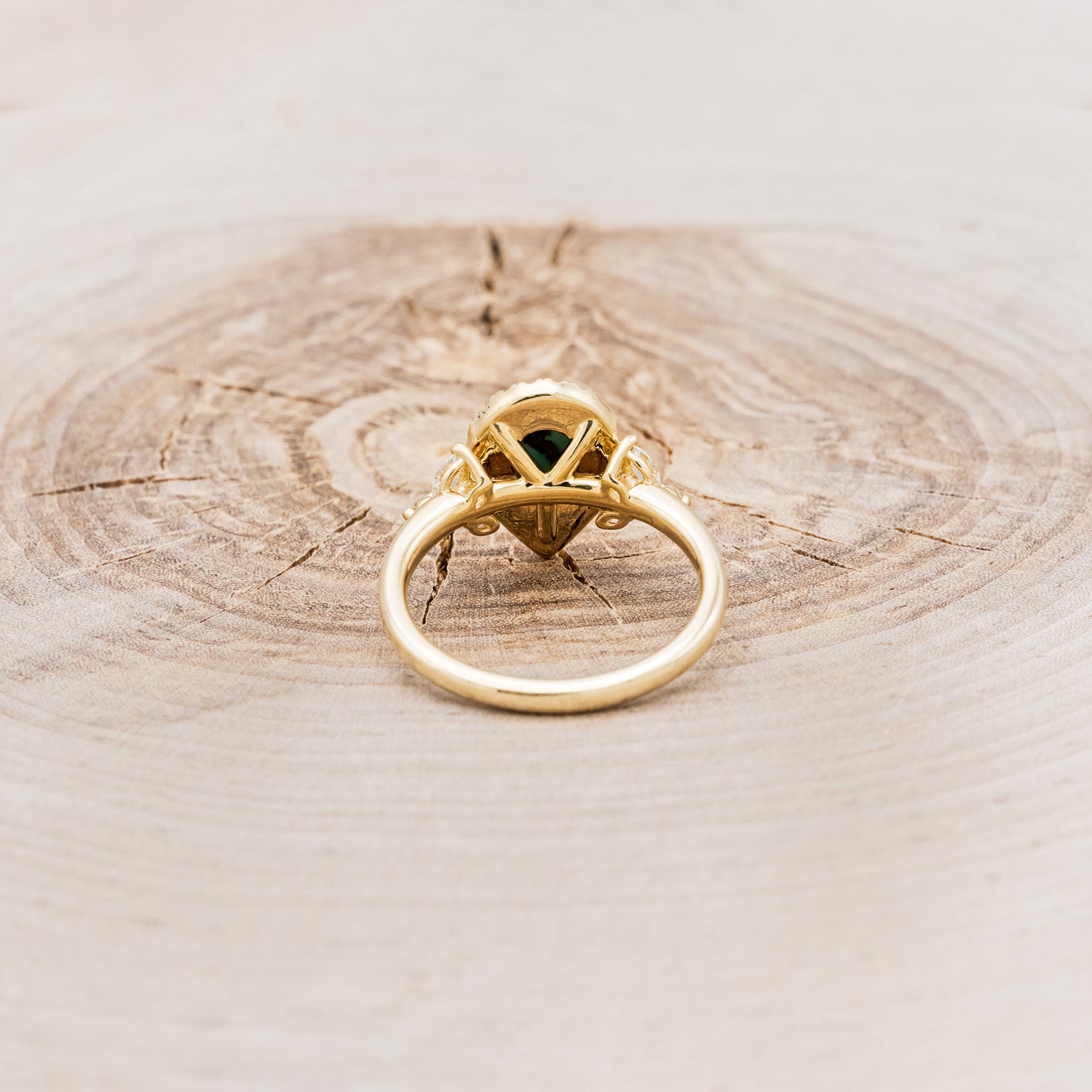 "DREAM" - PEAR-SHAPED TURQUOISE ENGAGEMENT RING WITH DIAMOND HALO & ACCENTS-11