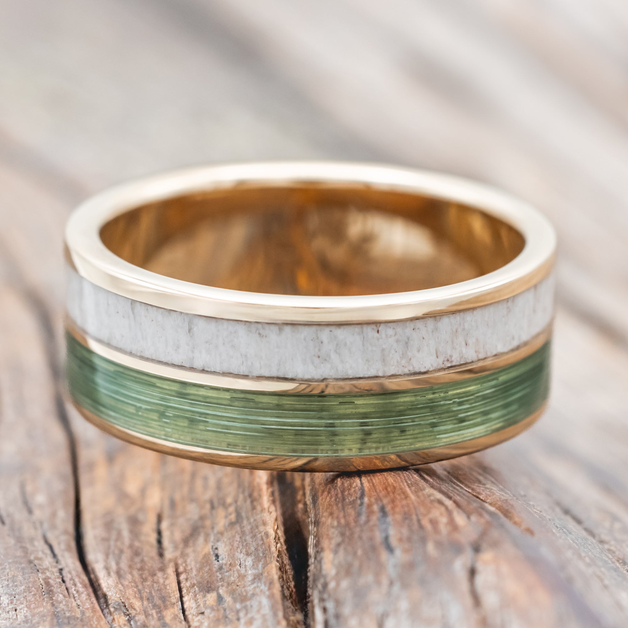 "DYAD" - ANTLER & FISHING LINE WEDDING BAND-Staghead Designs