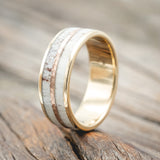 "DYAD" - ELK ANTLER WEDDING BAND WITH A HAMMERED 14K GOLD INLAY