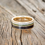 "DYAD" - DARK IRONWOOD, ANTLER & MOSS WEDDING BAND-3