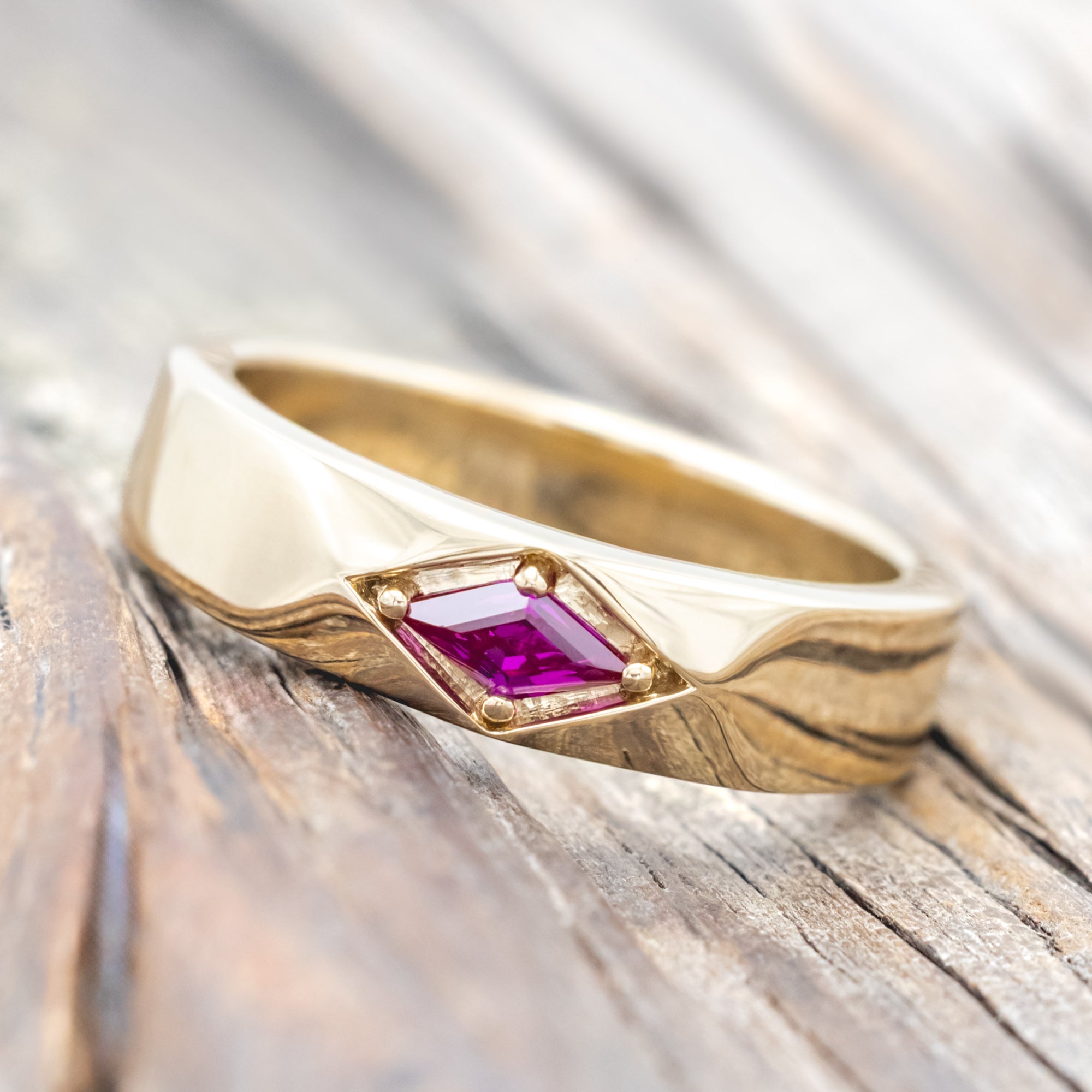 "EDWARD" - MEN'S LOZENGE CUT WEDDING RING-Staghead Designs