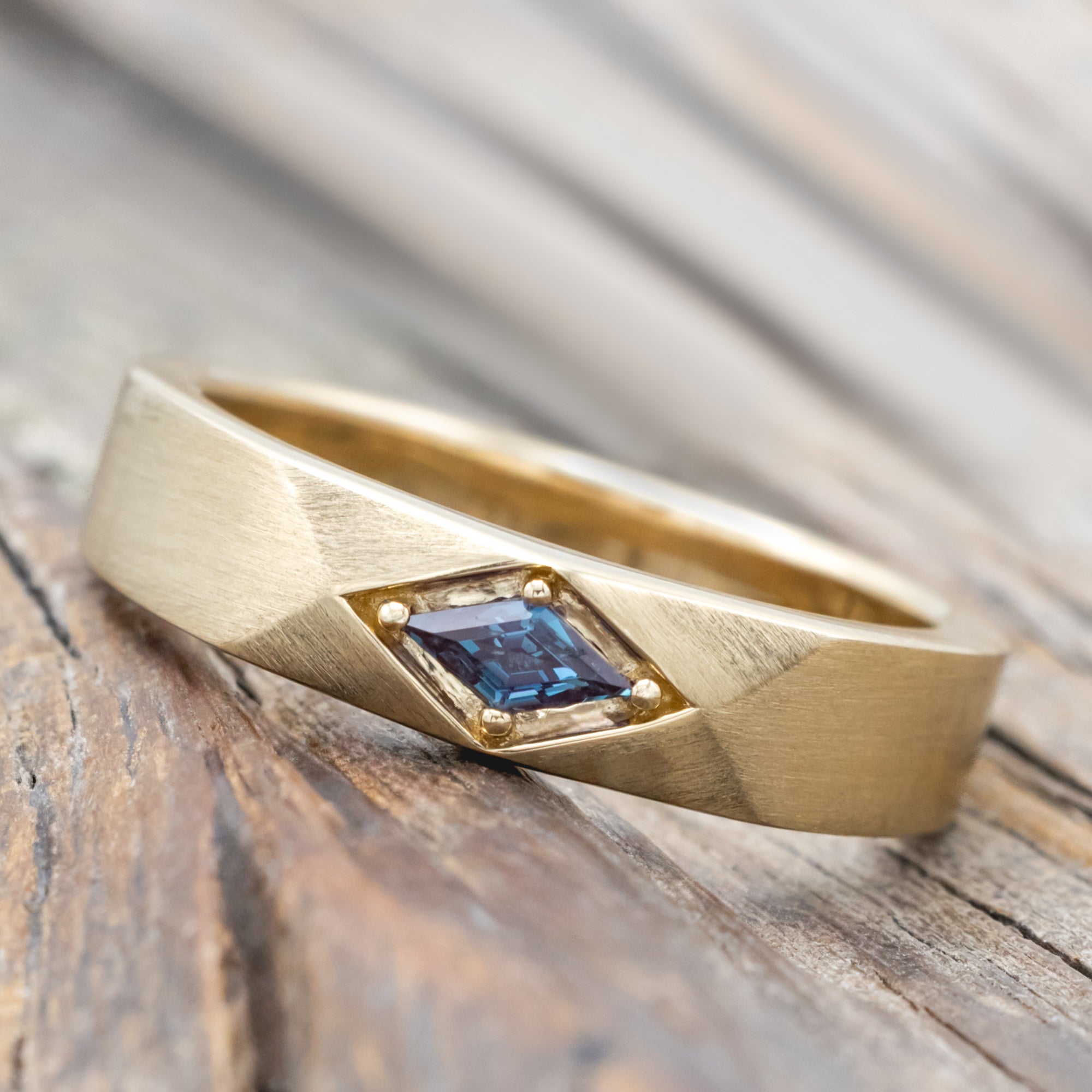 "Edward" - Men's Lozenge Cut Wedding Ring-Staghead Designs