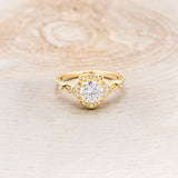 "EILEEN" - ROUND CUT MOISSANITE ENGAGEMENT RING WITH DIAMOND ACCENTS & TRACER