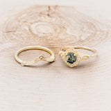 "EILEEN" - ROUND CUT MOSS AGATE ENGAGEMENT RING WITH DIAMOND ACCENTS & TRACER-24