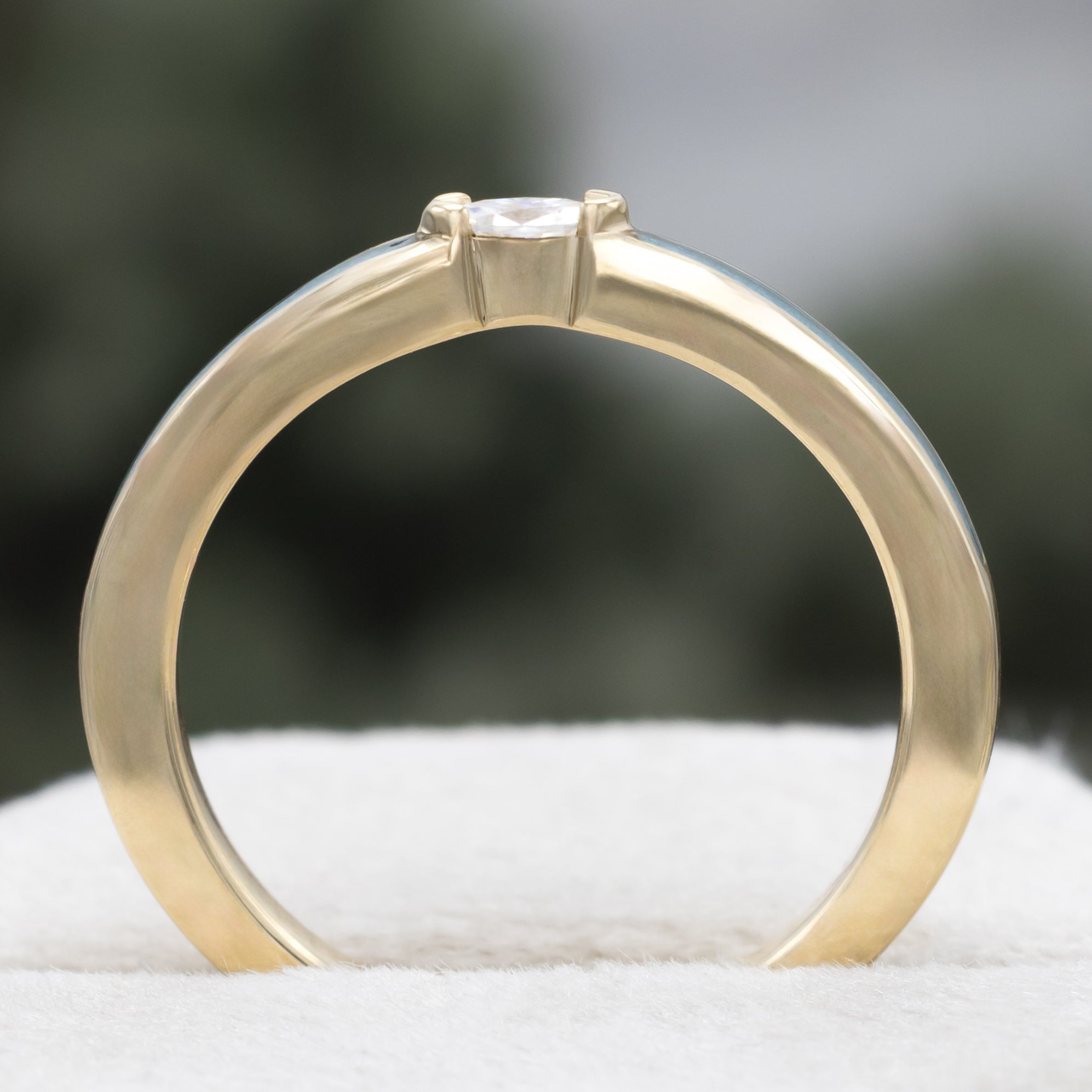 "Elba" - Marquise Cut Moissanite Engagement Ring With Turquoise Inlays - 14K Yellow Gold - Size 7