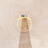 "SILVIA" - ELONGATED HEXAGON MOSS AGATE ENGAGEMENT RING WITH DIAMOND ACCENTS