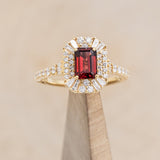 "CLANCY" - EMERALD CUT GARNET ENGAGEMENT RING WITH LAB-GROWN DIAMOND ACCENTS-1