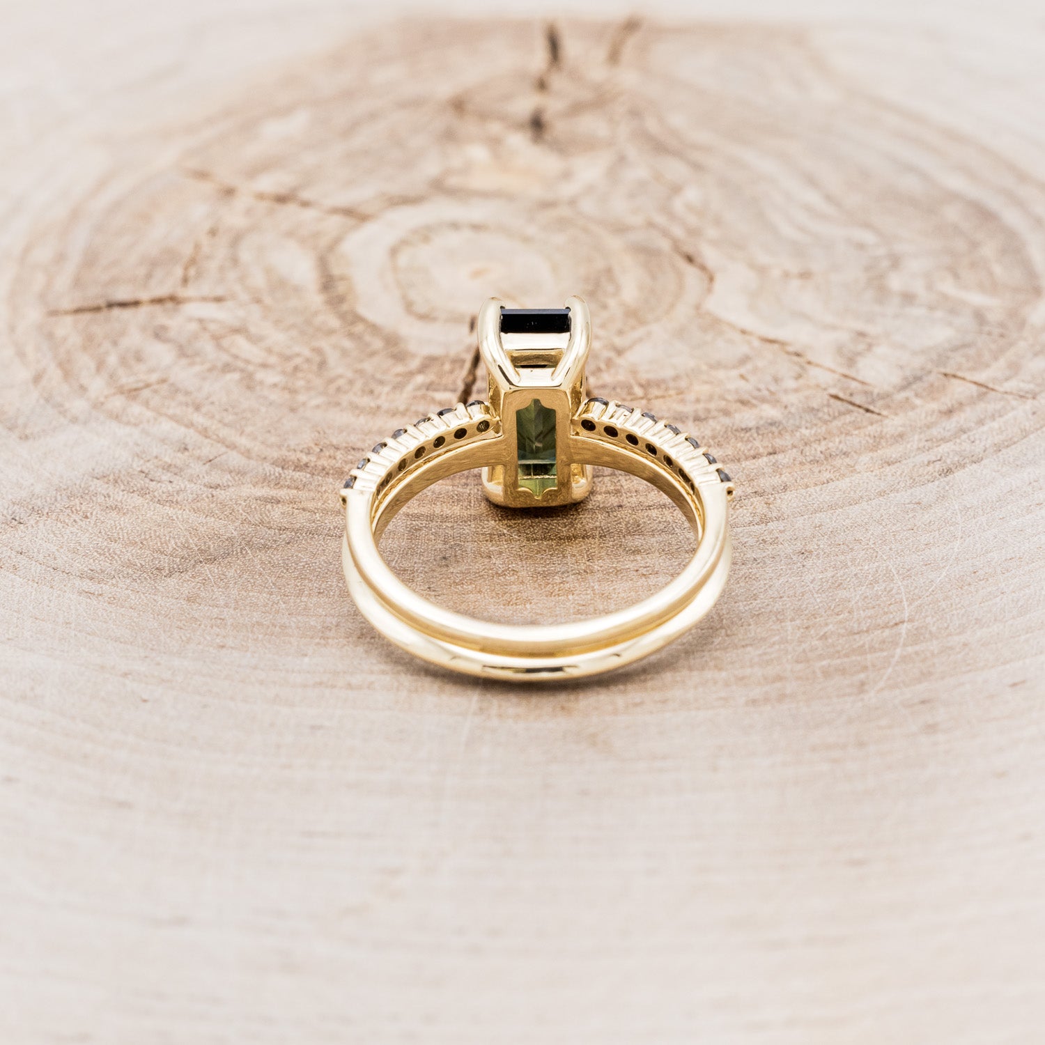 "ALEXA" - SOLITAIRE ENGAGEMENT RING WITH BLACK DIAMOND CUFF TRACER - MOUNTING ONLY - SELECT YOUR OWN STONE-5