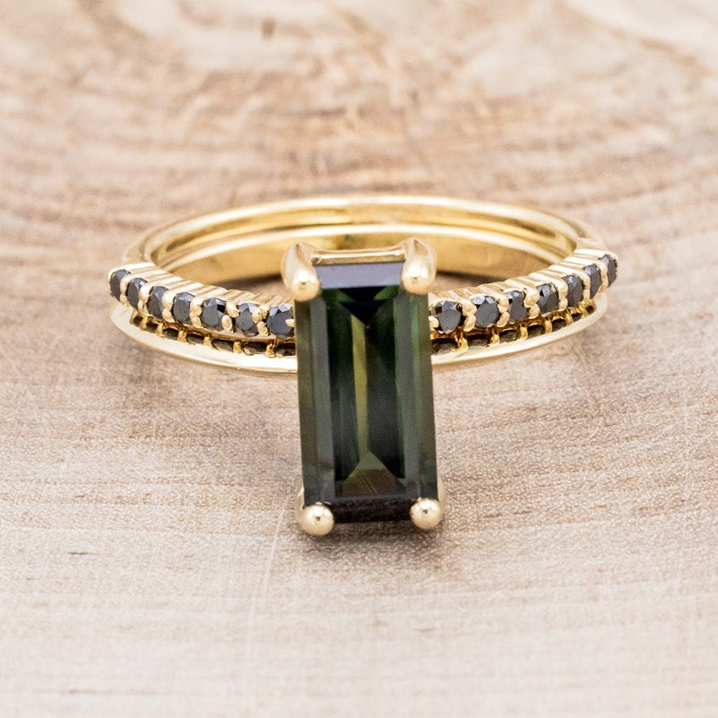 "ALEXA" - SOLITAIRE ENGAGEMENT RING WITH BLACK DIAMOND CUFF TRACER - MOUNTING ONLY - SELECT YOUR OWN STONE-4