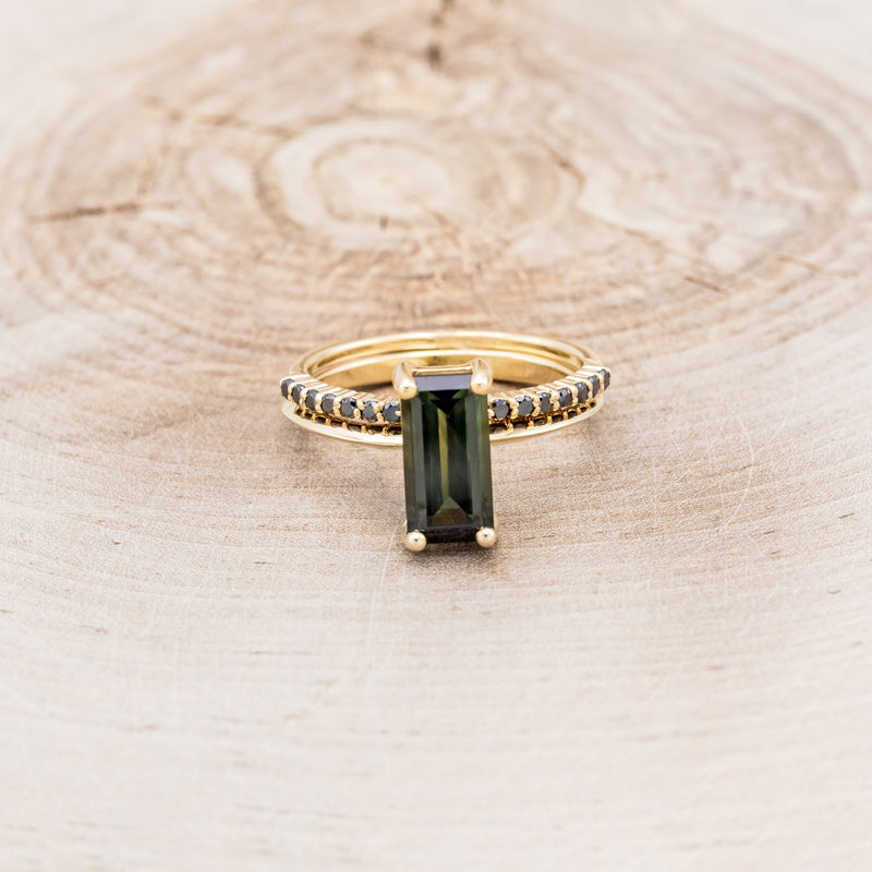 "ALEXA" - SOLITAIRE ENGAGEMENT RING WITH BLACK DIAMOND CUFF TRACER - MOUNTING ONLY - SELECT YOUR OWN STONE