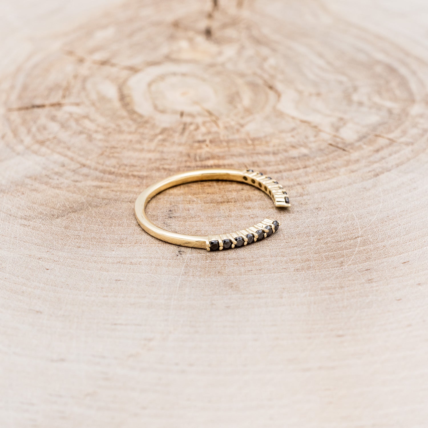 "ALEXA" - SOLITAIRE ENGAGEMENT RING WITH BLACK DIAMOND CUFF TRACER - MOUNTING ONLY - SELECT YOUR OWN STONE-14