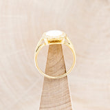 ROUND CUT WHITE OPAL ENGAGEMENT RING WITH DIAMOND HALO - 14K YELLOW GOLD - SIZE 6-4