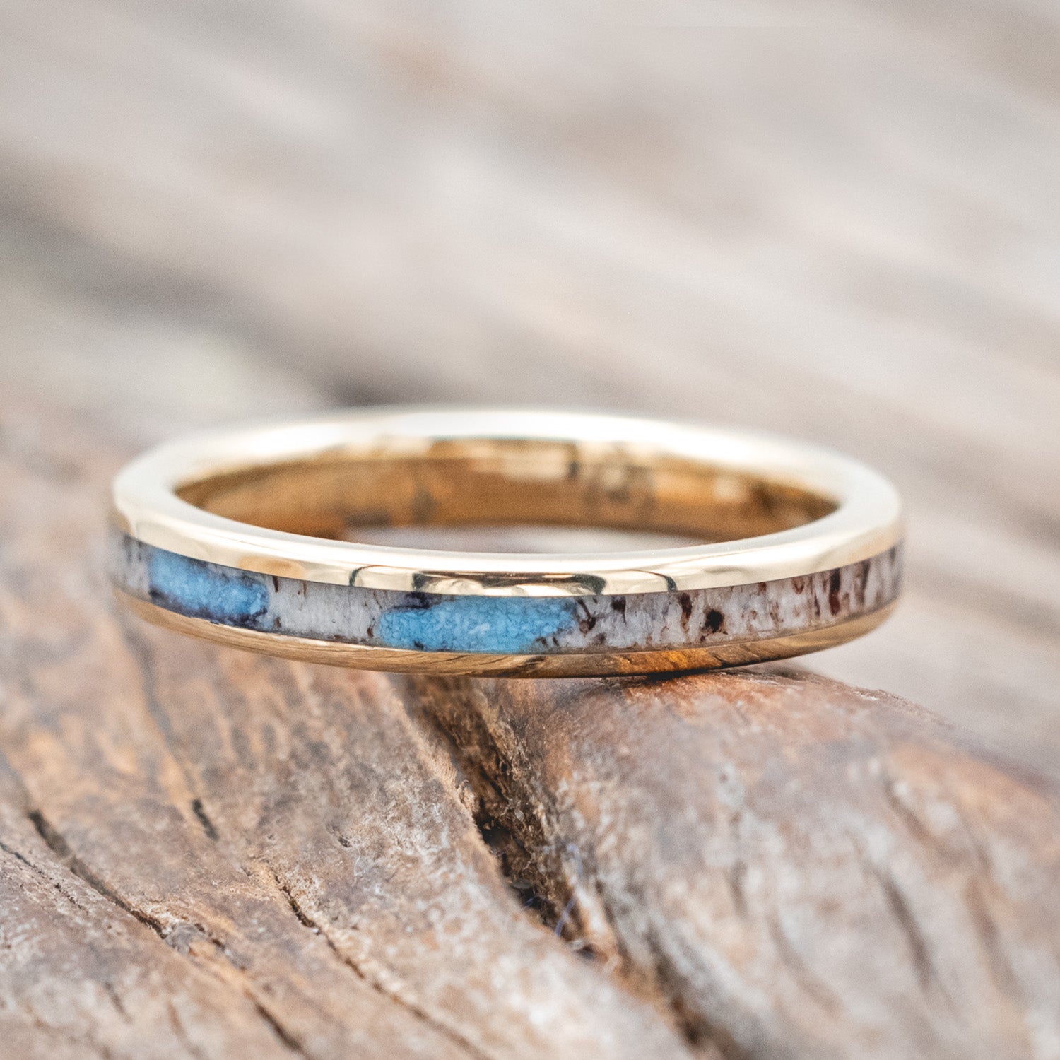 "ETERNA" - ANTLER & TURQUOISE STACKING BAND-Staghead Designs