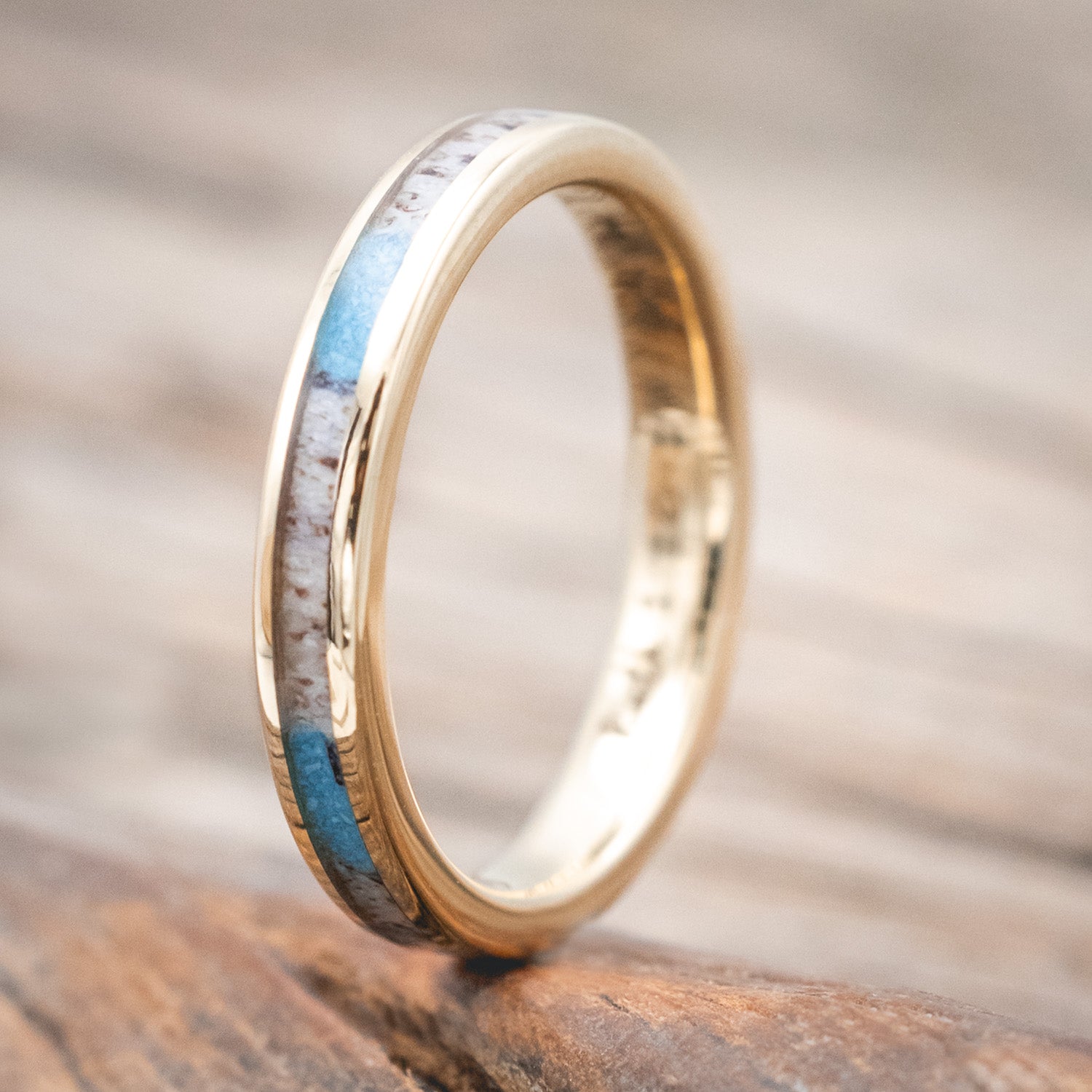 "ETERNA" - ANTLER & TURQUOISE STACKING BAND-Staghead Designs