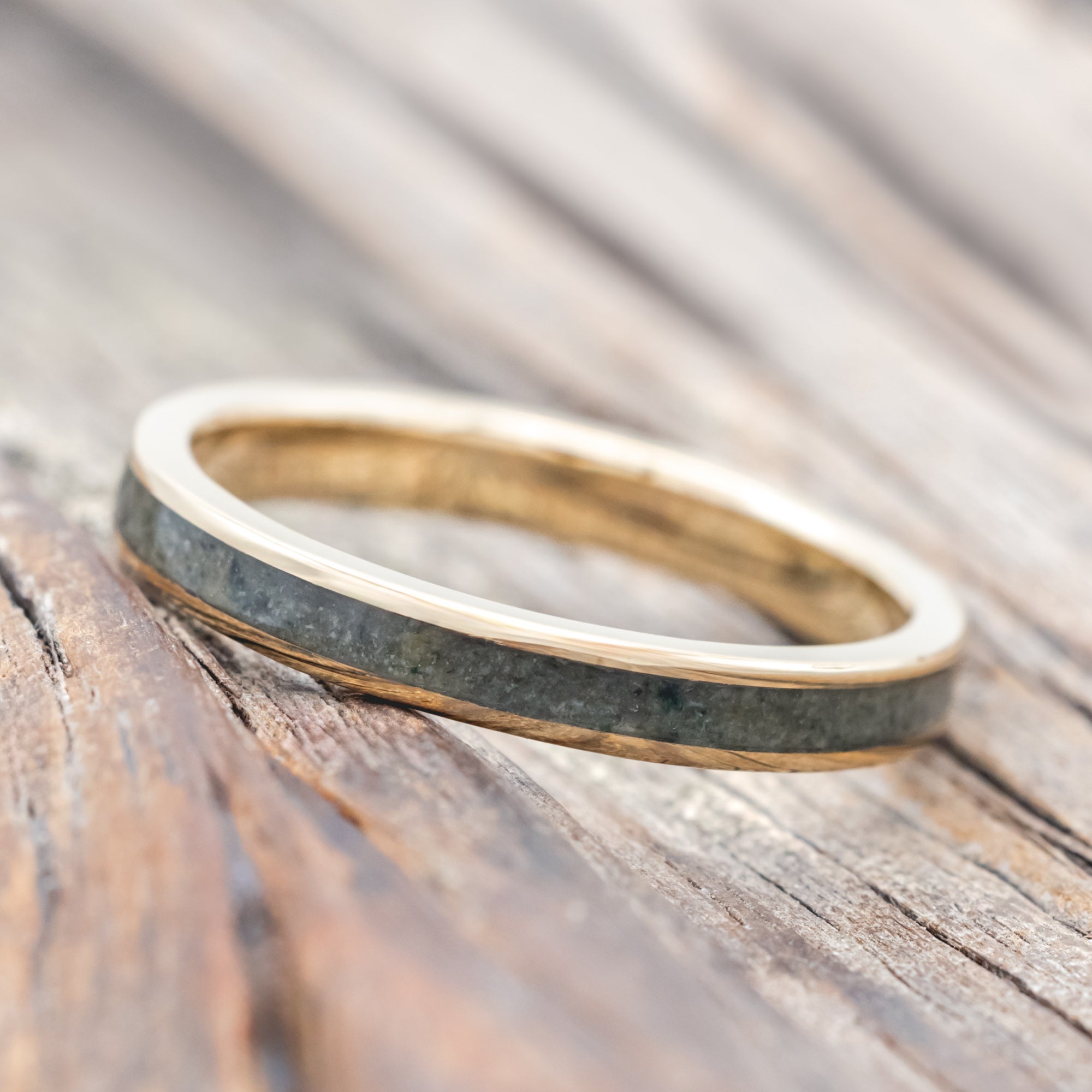 "ETERNA" - MOSS AGATE INLAY STACKING BAND-Staghead Designs