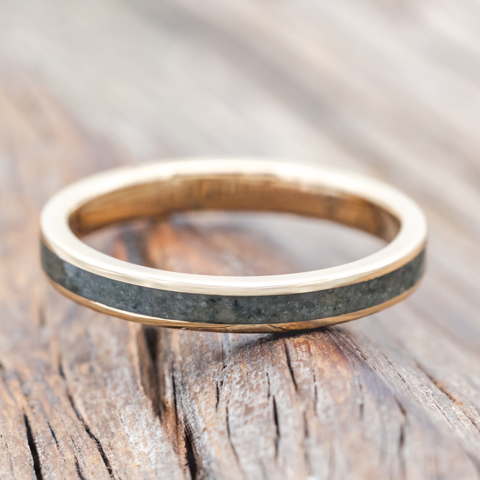 "ETERNA" - MOSS AGATE INLAY STACKING BAND-Staghead Designs