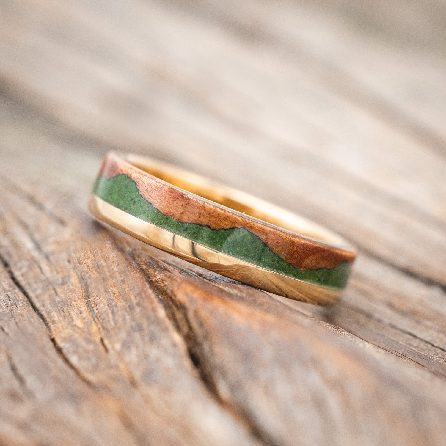 "EZRA" - REDWOOD & MOSS WEDDING RING-Staghead Designs