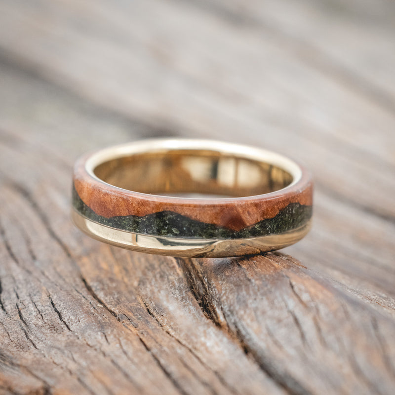 "EZRA" - REDWOOD & MOSS WEDDING RING-Staghead Designs